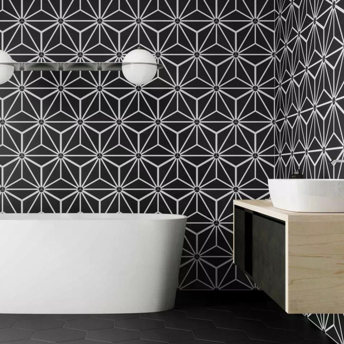 Baño con Revestimiento Osaka Black 28.5x33