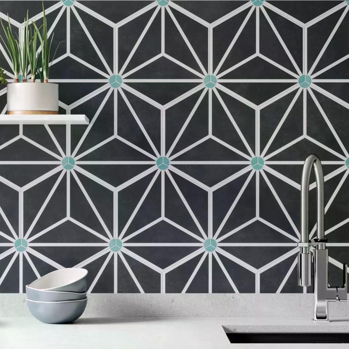 Cocina con Revestimiento Osaka Charcoal 28.5x33