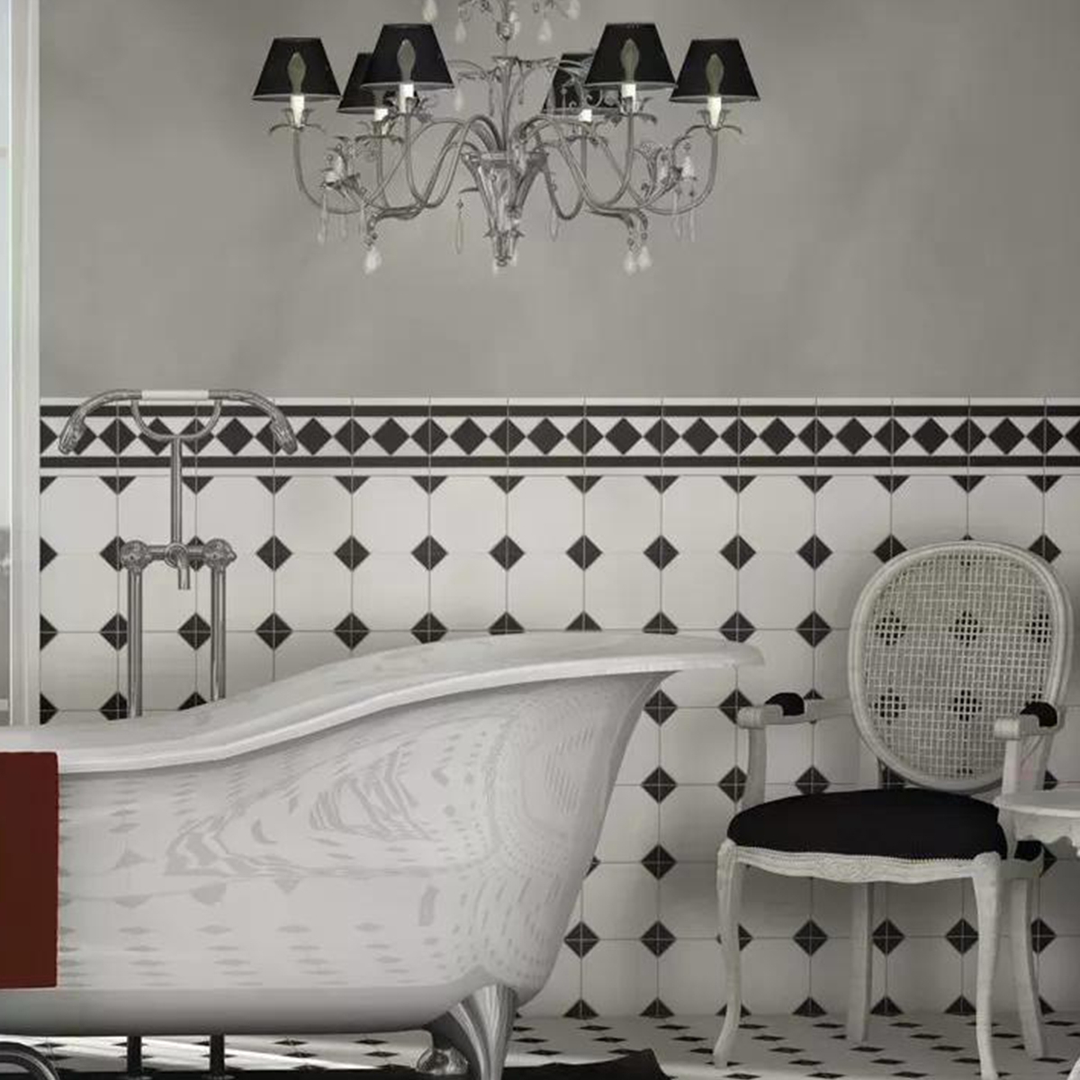 Baño con Revestimiento Oxford Negro Cenefa 33x33