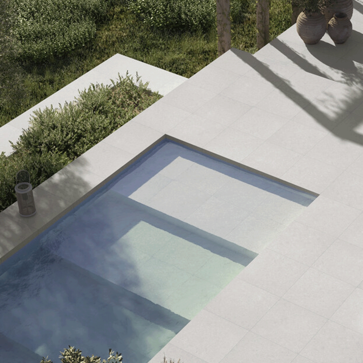 Exterior con pavimento Riverway White Antideslizante 60x60