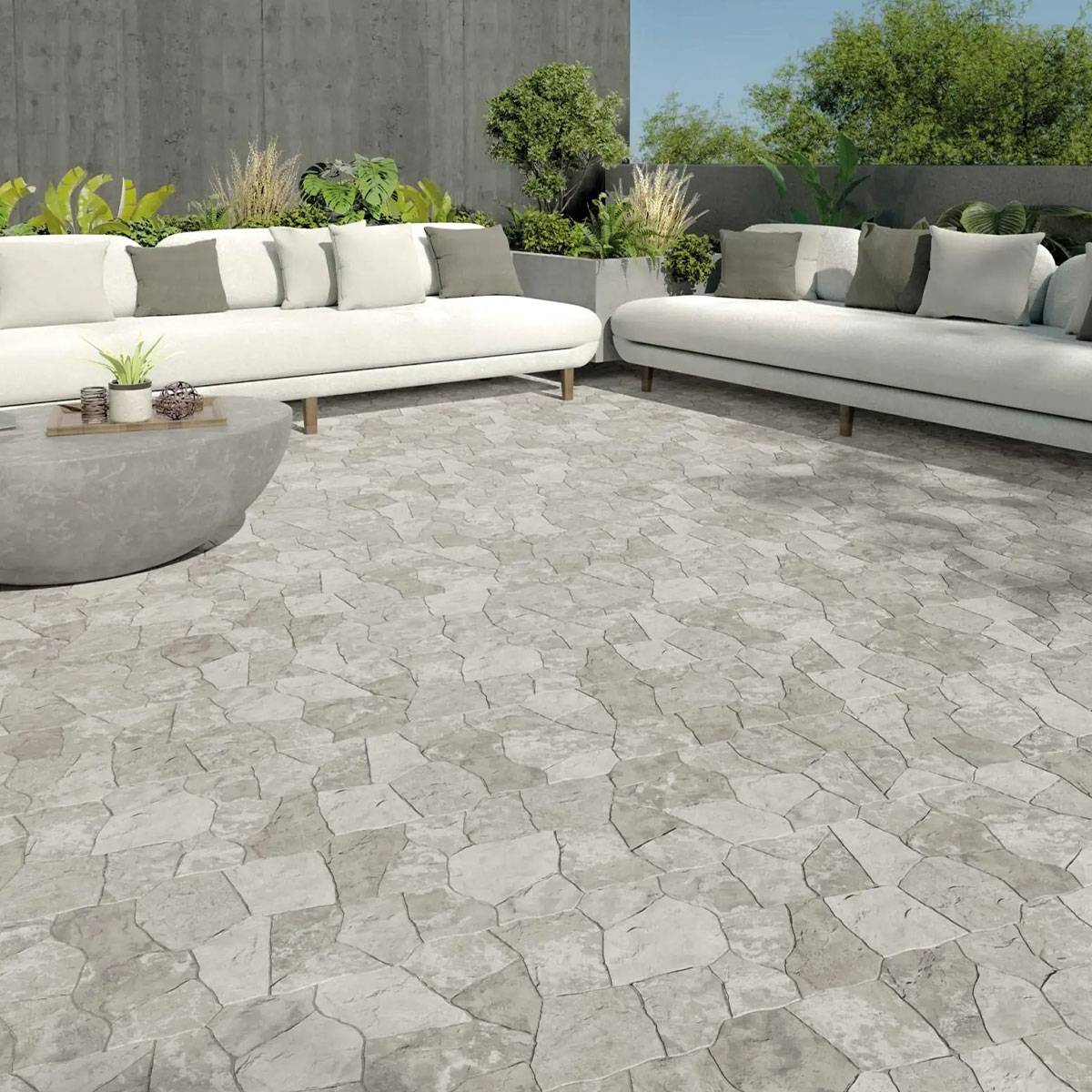 Terrasse mit Nebraska-grauem rutschfestem Gehweg 40x62