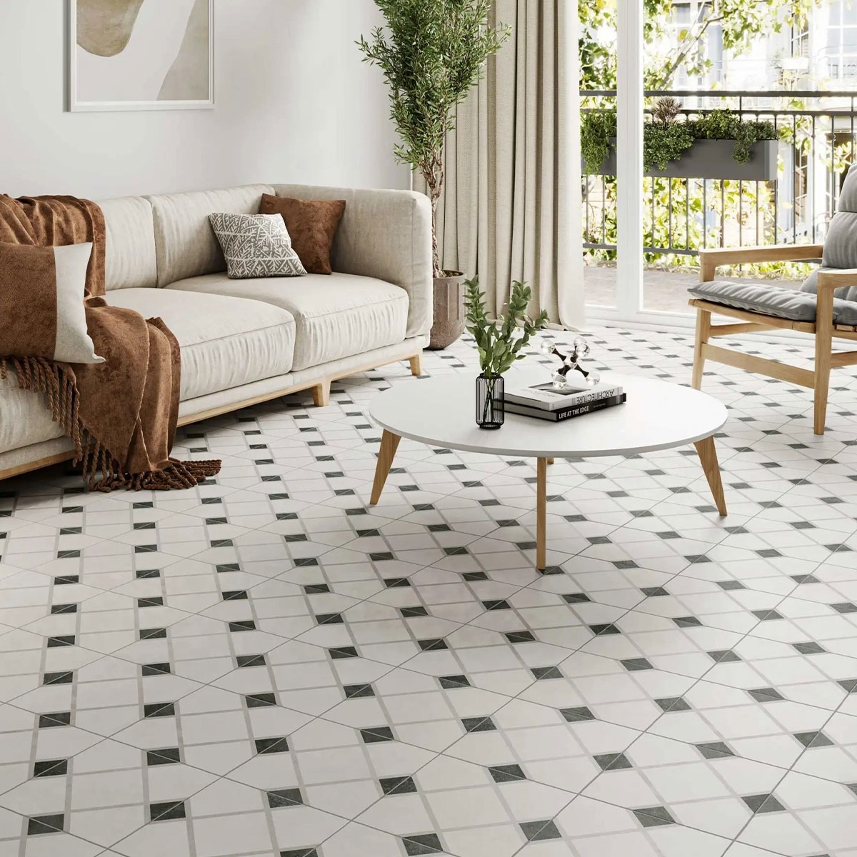 Interior with Norfolk Black pavement 44x44 (Box 1.37m2)