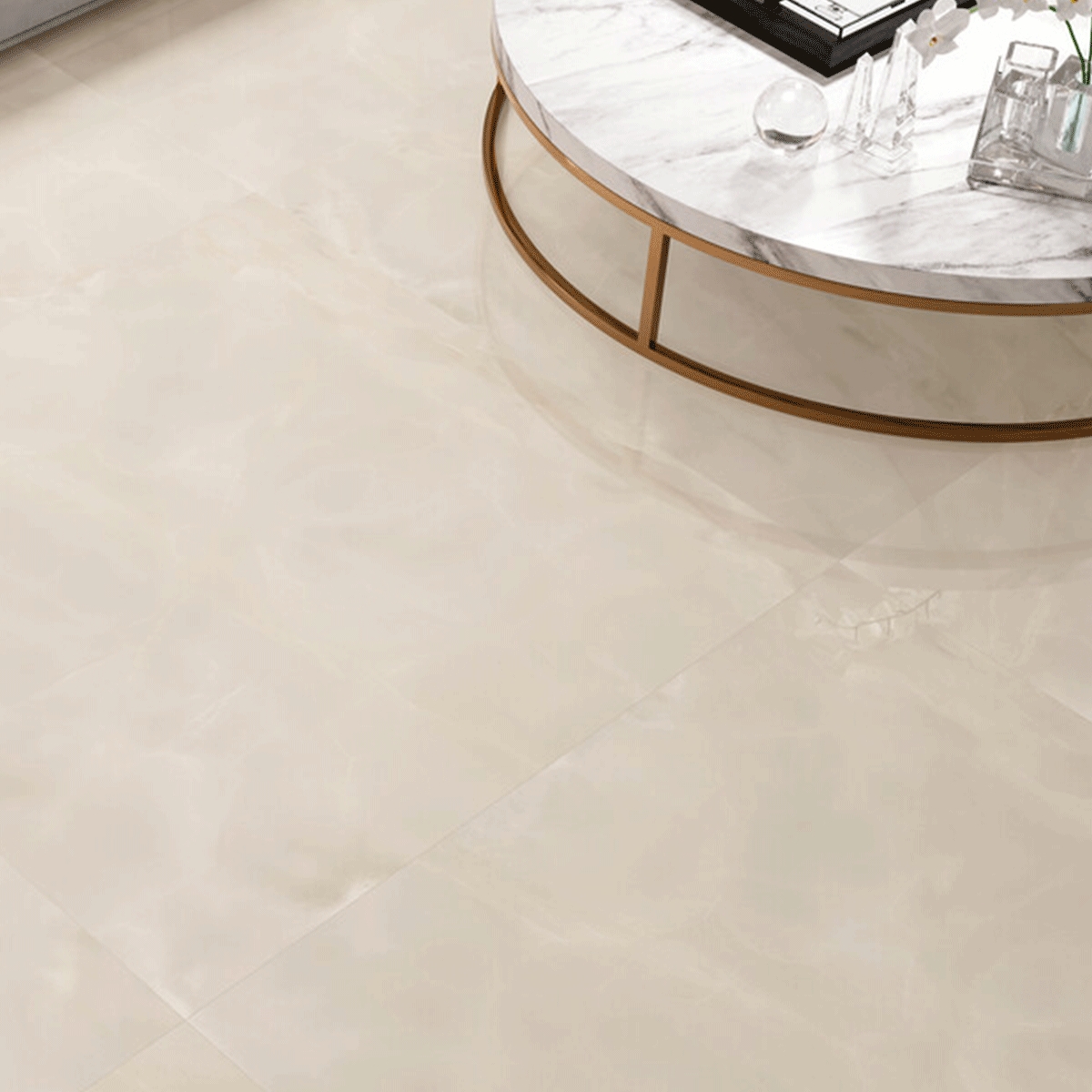 Pavimento imitación mármol Selene Cream 120x120