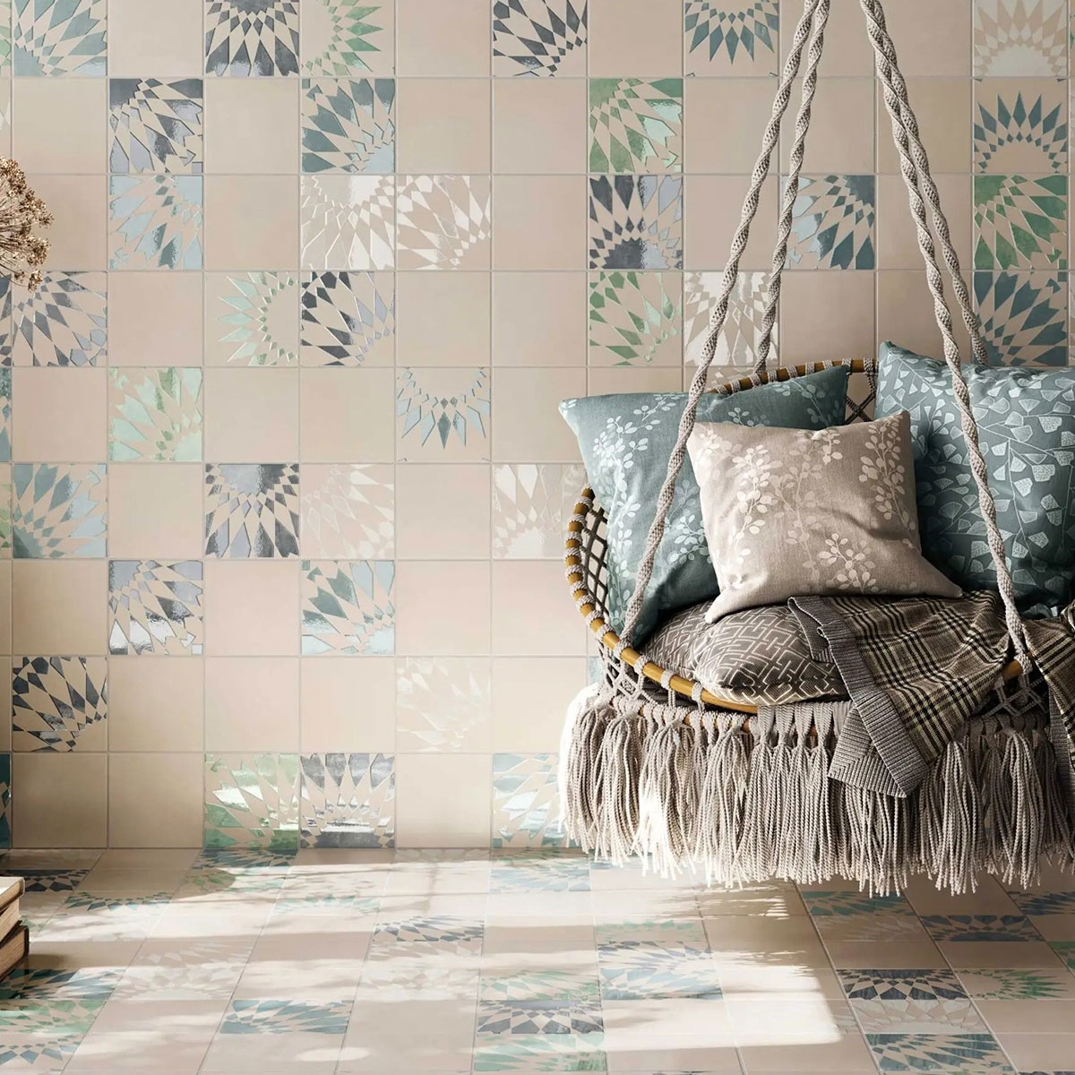 Interior com pavimento e revestimento Meknes 15x45 (Caixa 1,08m2)