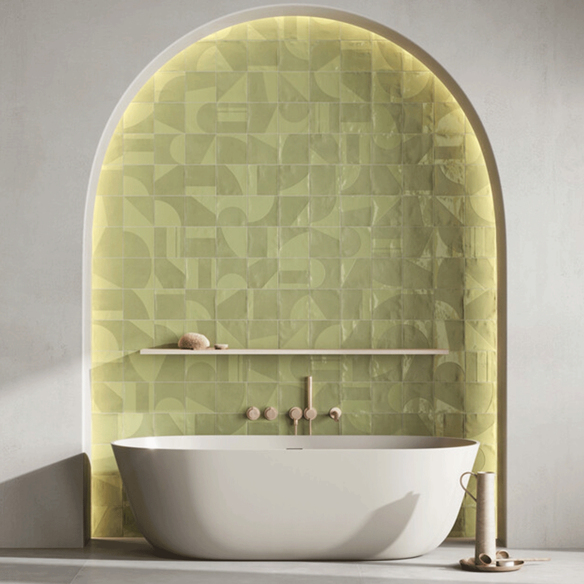 Badezimmer mit Story Matcha Verkleidung 15x15