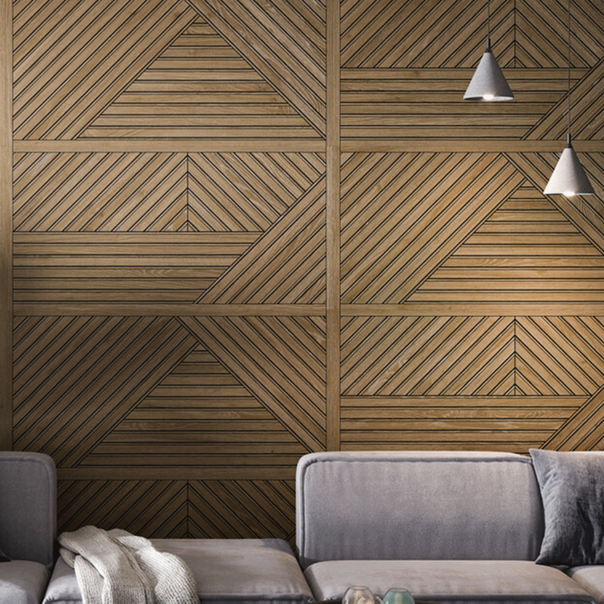 Innenraum mit Studio Laths Walnussbeschichtung 60x120