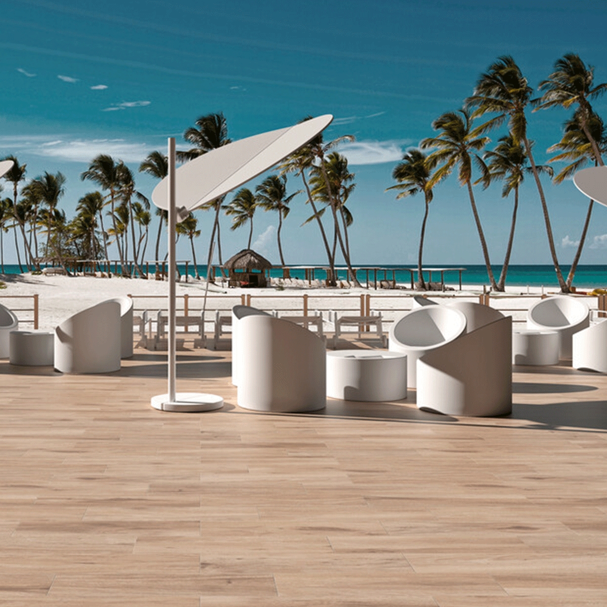 Exterior con pavimento Tabla Oak Tabla Oak Antideslizante 22.5x90