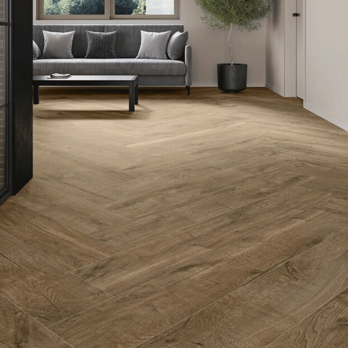 Innenraum mit Tempo Walnut Boden 20x120