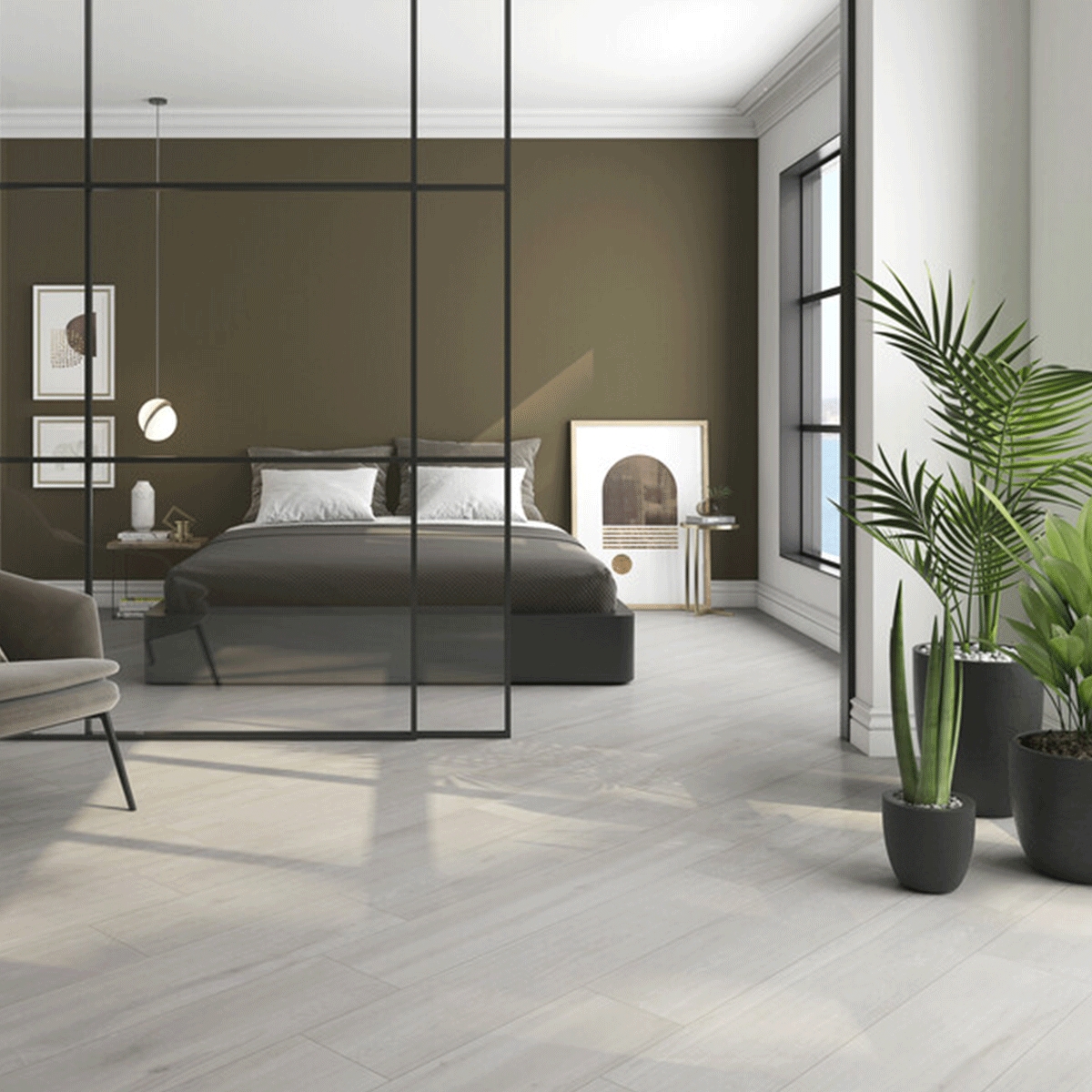 Interior con pavimento Tulsa Light 23x120