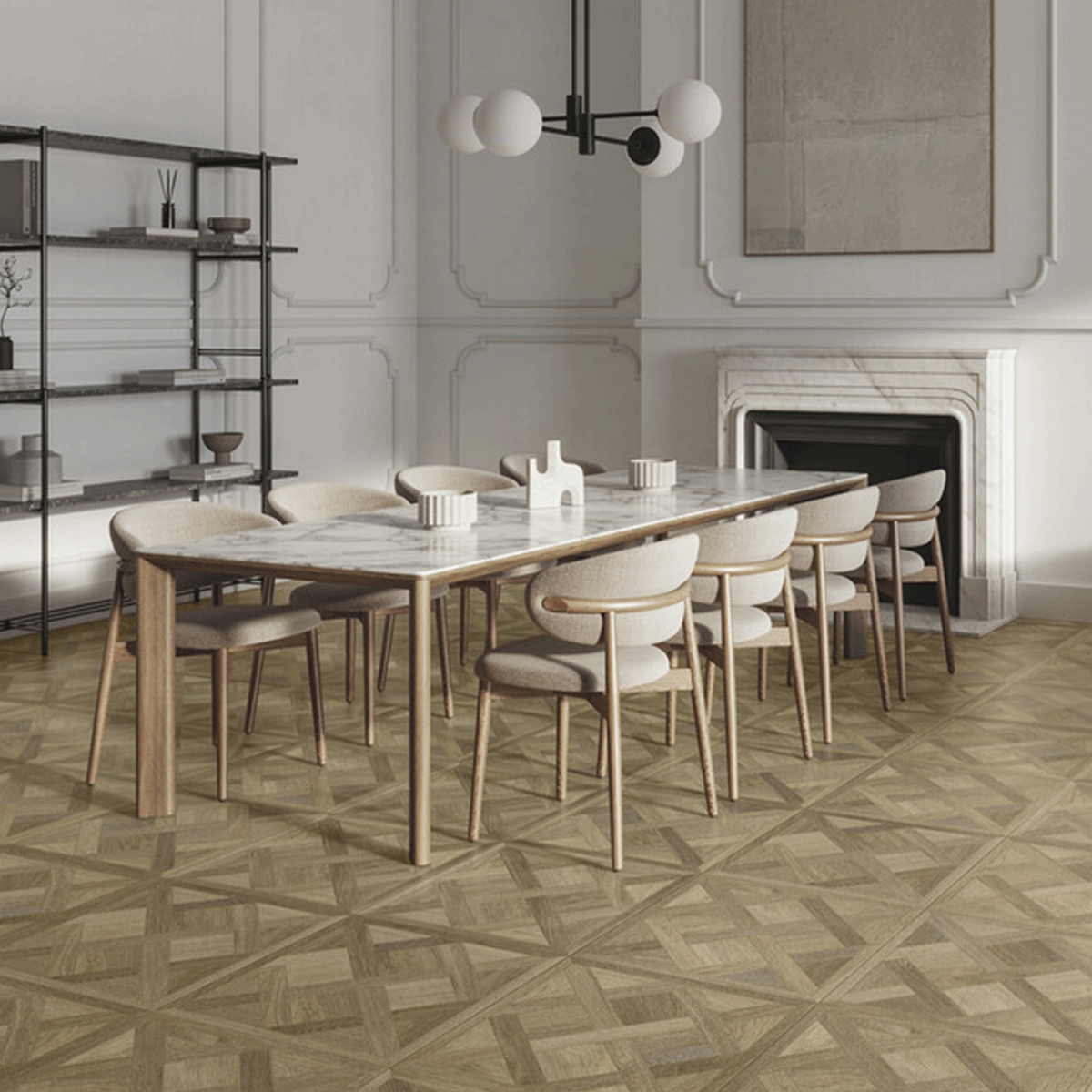 Innenraum mit Versailles Walnuss 60x60 Fußboden