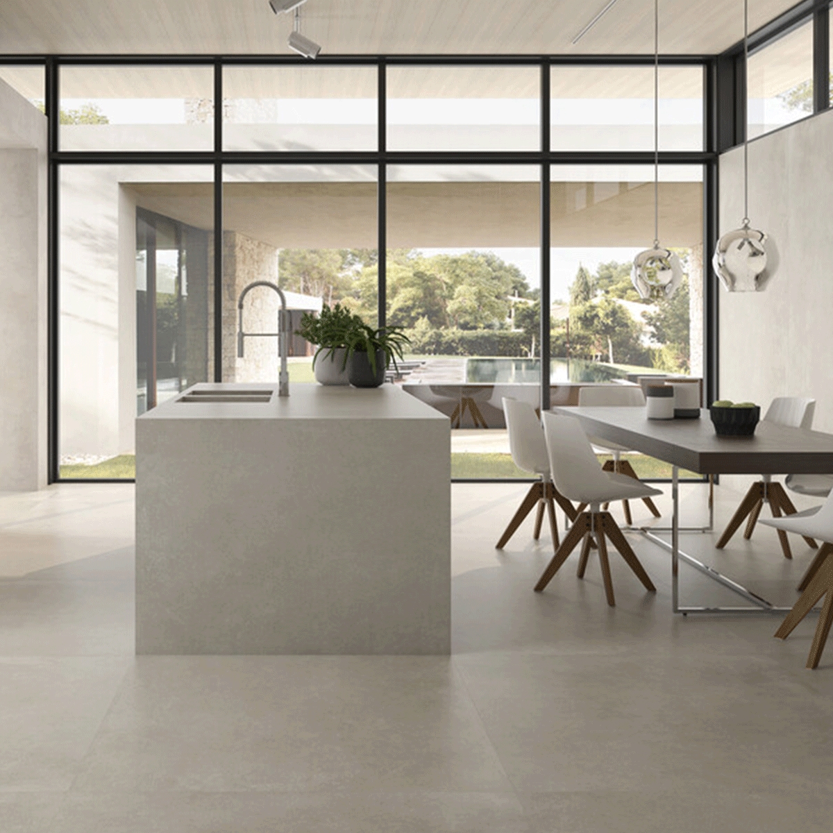 Innenraum mit Moher Nut Boden 120x120 (Box 1,44m²)