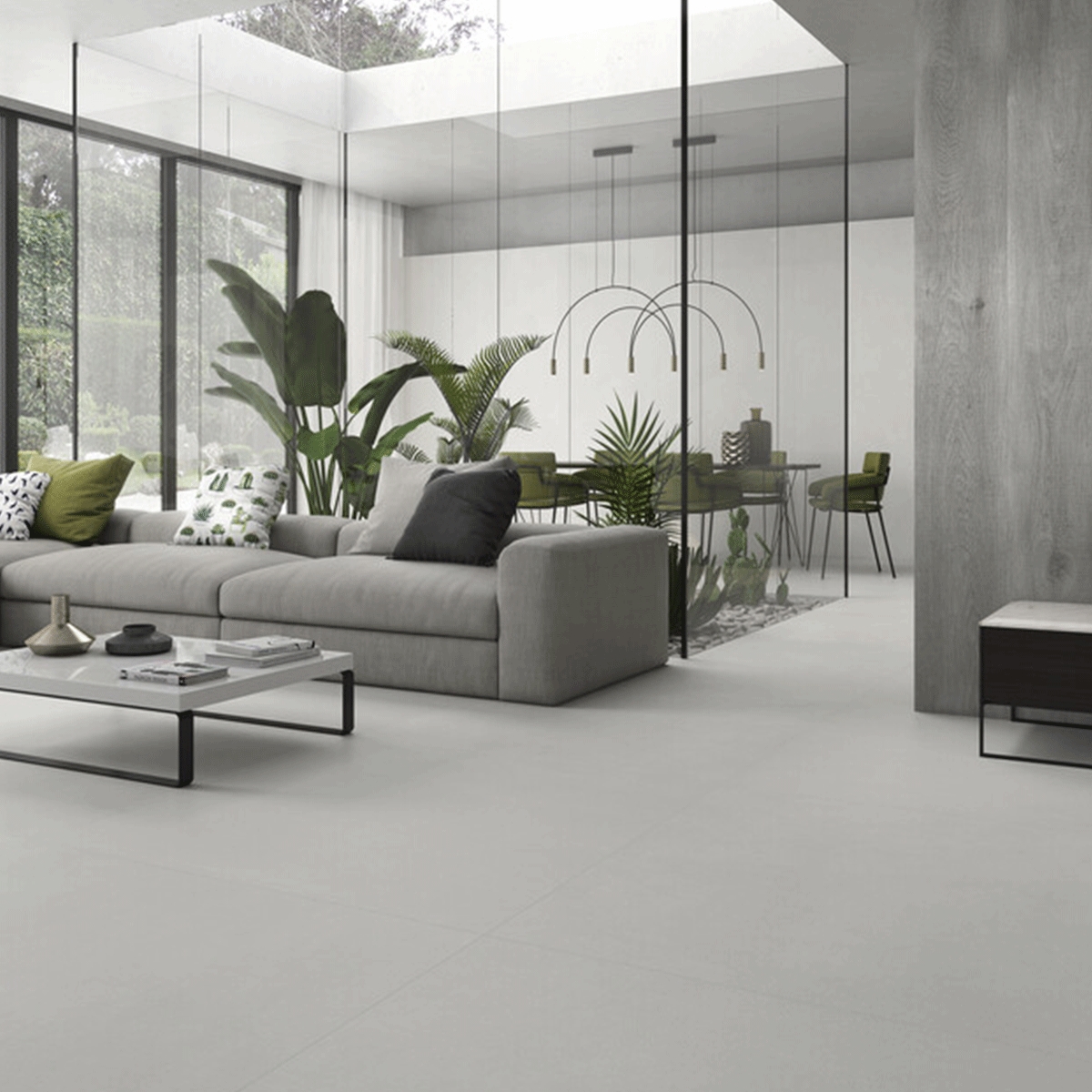 Innenraum mit Moher Spot Albar rutschfestem Asphalt 120x120 (Schachtel mit 1,44 m²)