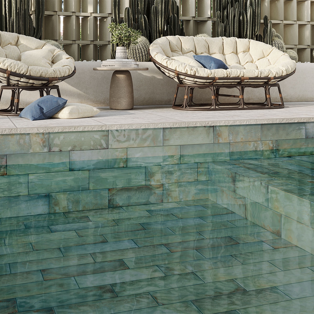 Piscina Brilhante Zilij Sage com Revestimento 15x45 (Caixa 1,08m2)