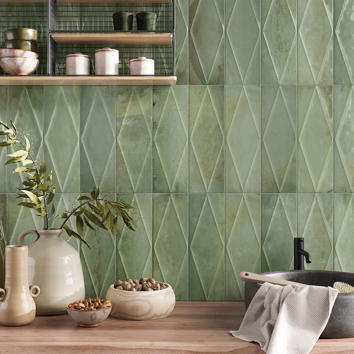 Zilij Jewel Sage 15x45 Bathroom with Coating (Box 1.08m2)