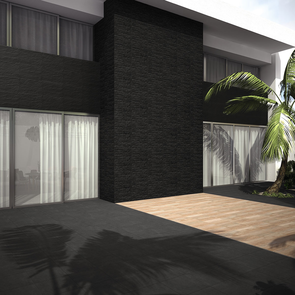 Exterior con revestimiento Yosemite Negro 44x66 (Caja 1.17m2)