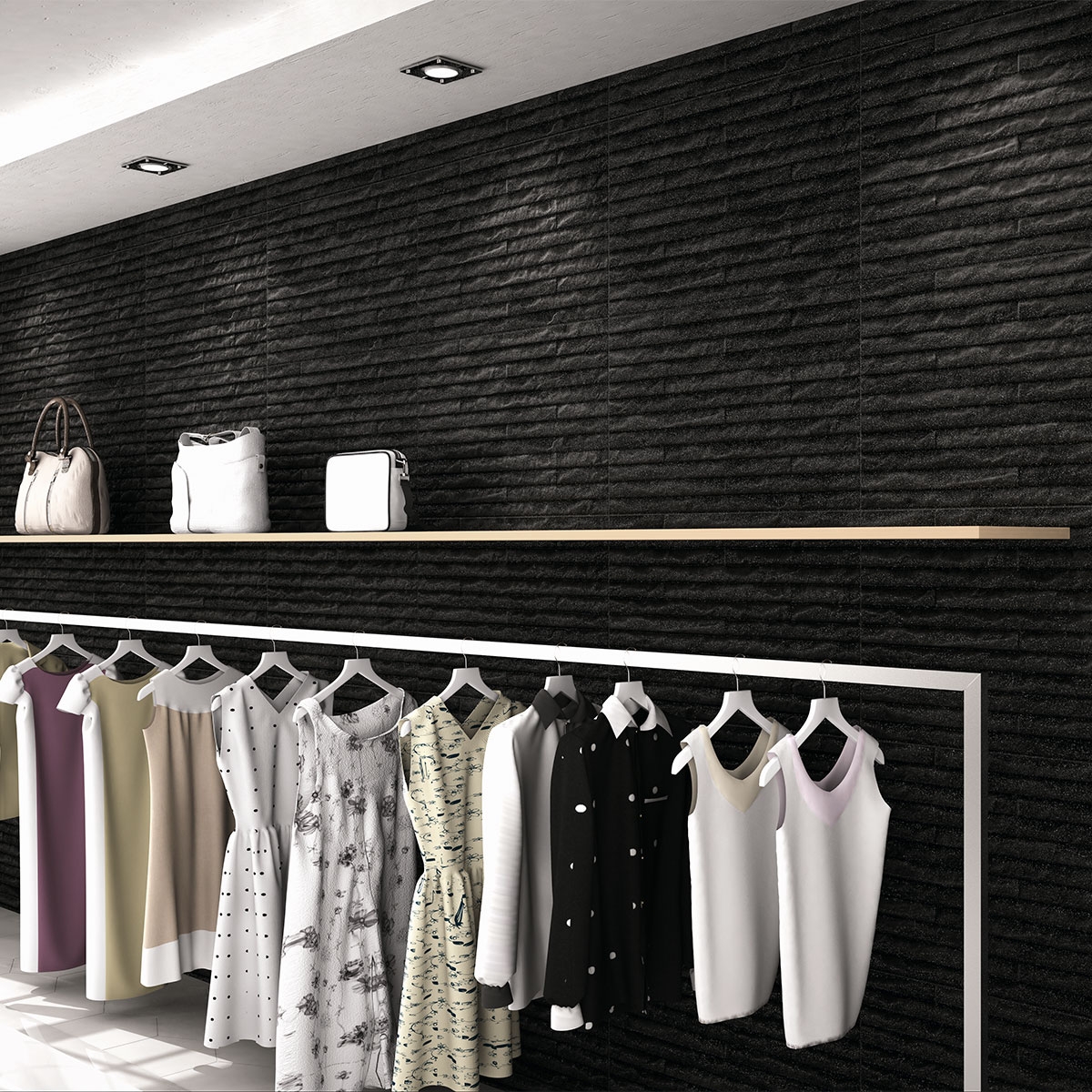 Interior con revestimiento Yosemite Negro 44x66 (Caja 1.17m2)