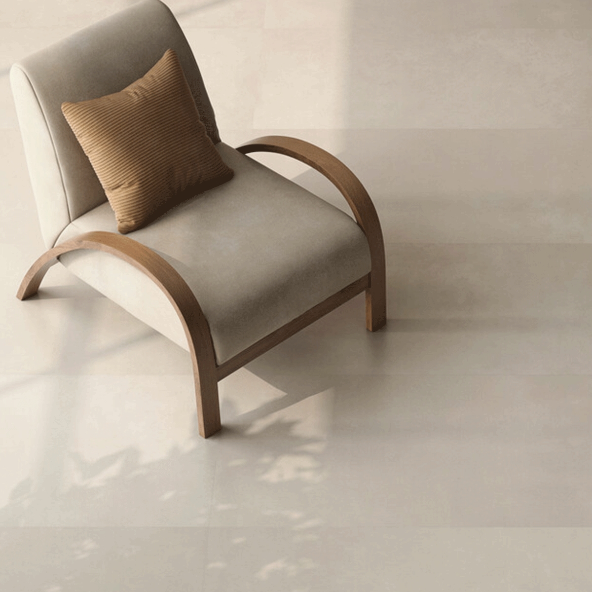 Interior con pavimento Newclay Sand 60x120