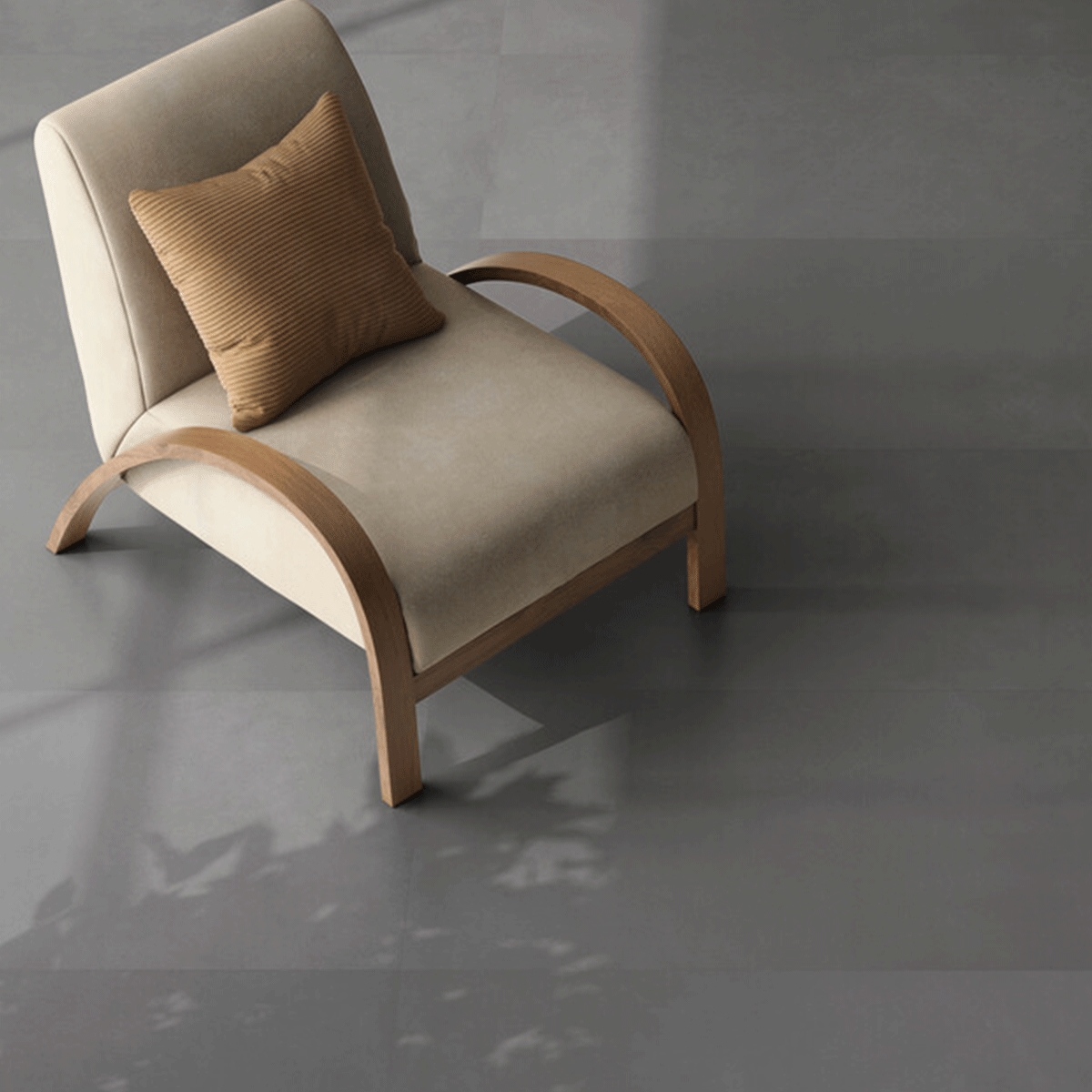 Interior con pavimento Newclay Shadow 60x120