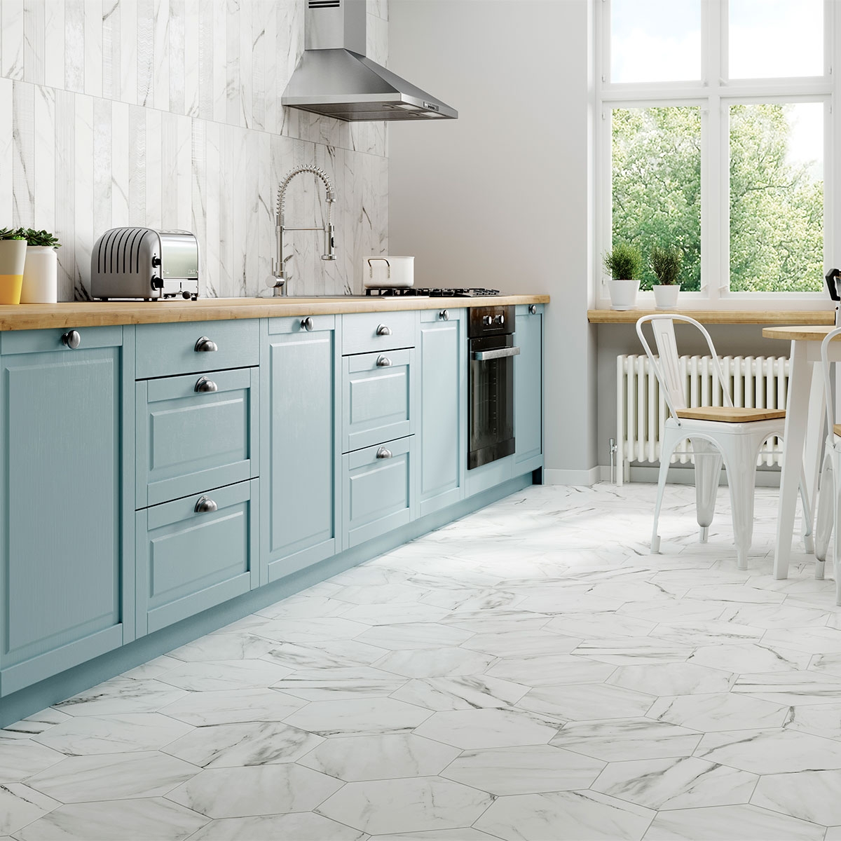 Salle de bain avec Venato Matte Hexagon 28,5x33 (Boîte 1m2)