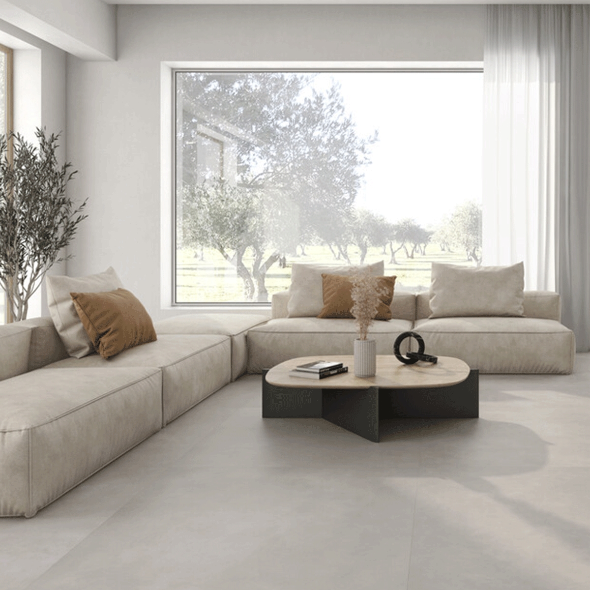 Innenraum mit Newclay Grey rutschfestem Boden 120x120