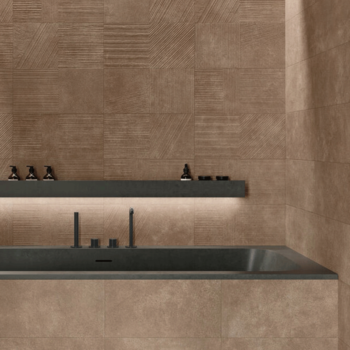 Baño con revestimiento Newclay Cotto 25x50