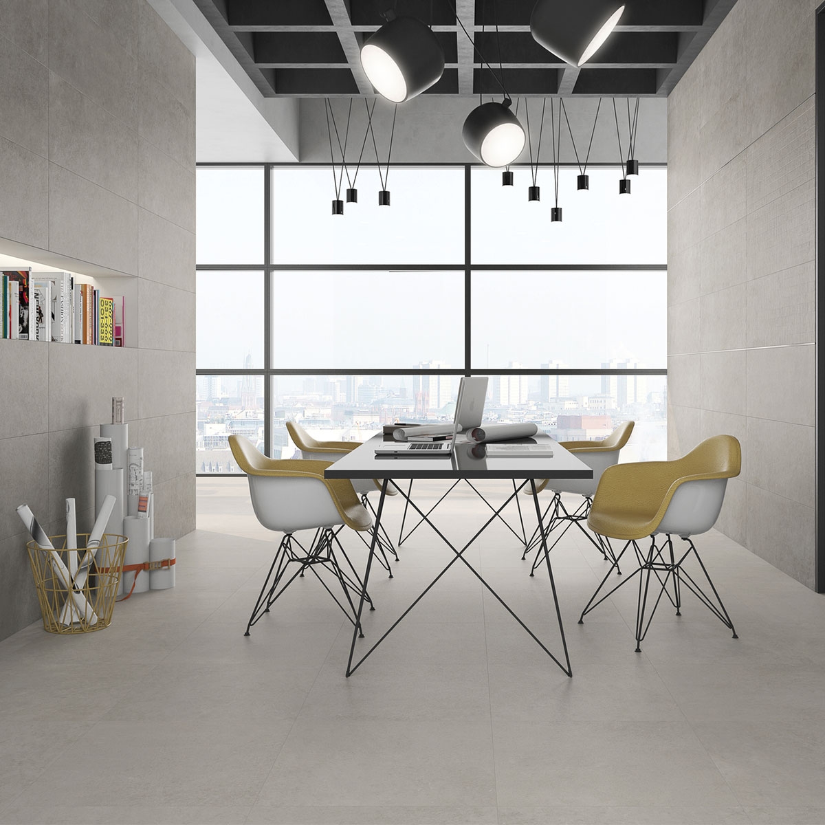 Intérieur avec revêtement de sol en béton ondulé 60x60