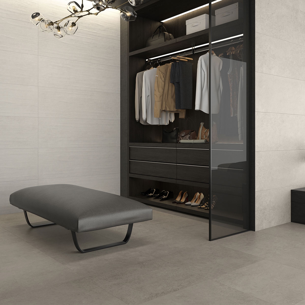 Interior con revestimiento Wave Resin Snow 40x120