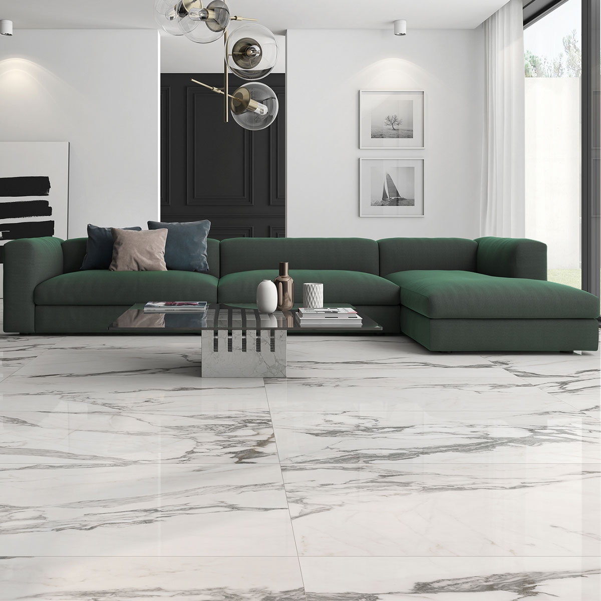 Interior with Altissimo White flooring 60x60