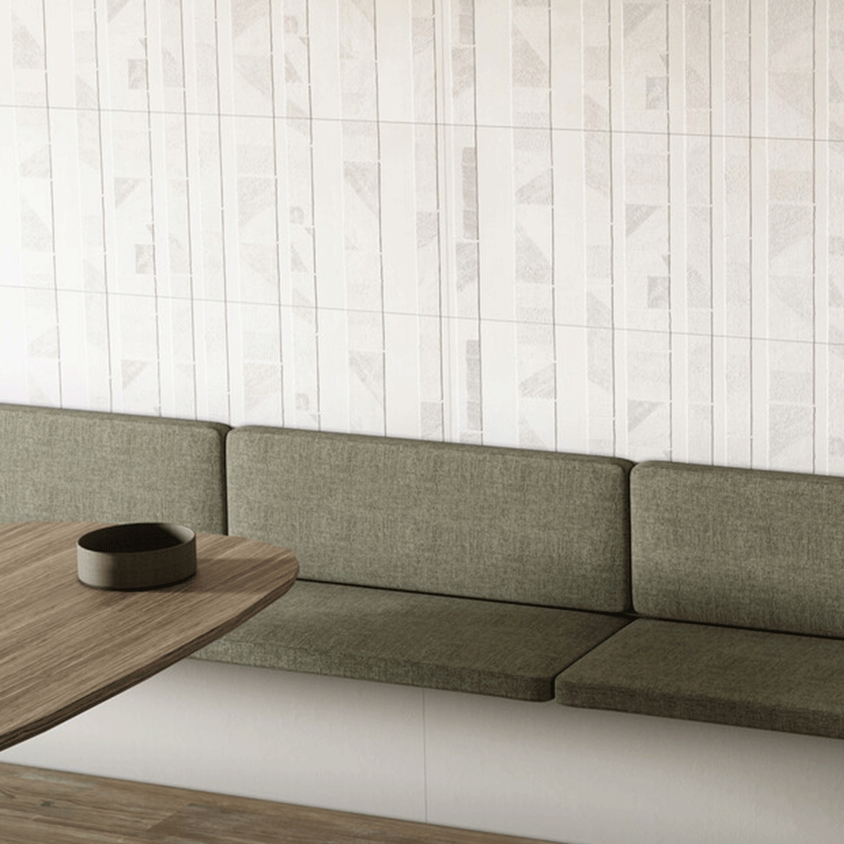 Interior com revestimento Newclay Zen White 40x120