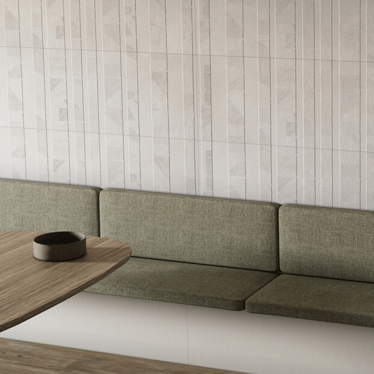 Interior con revestimiento Newclay Zen Grey 40x120