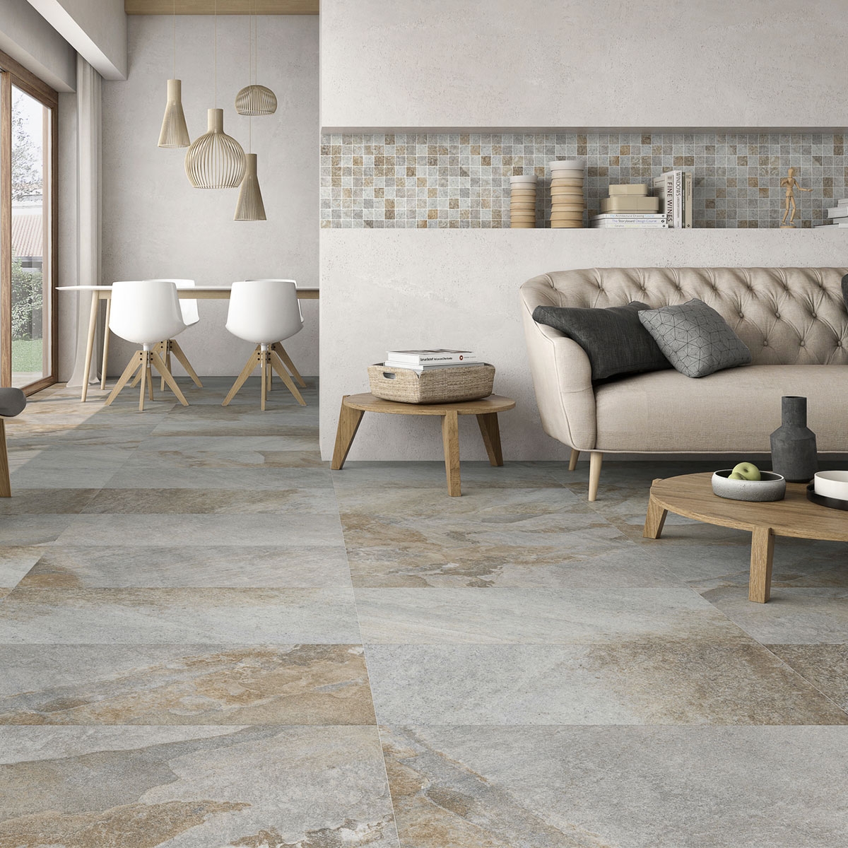 Interior com pavimento antiderrapante multicolor Arcadia 30x60