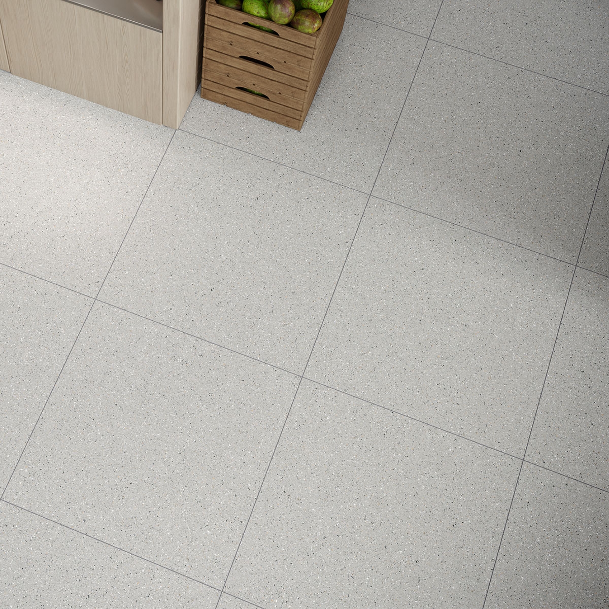 Interior con pavimento Area Max Perla 60x60