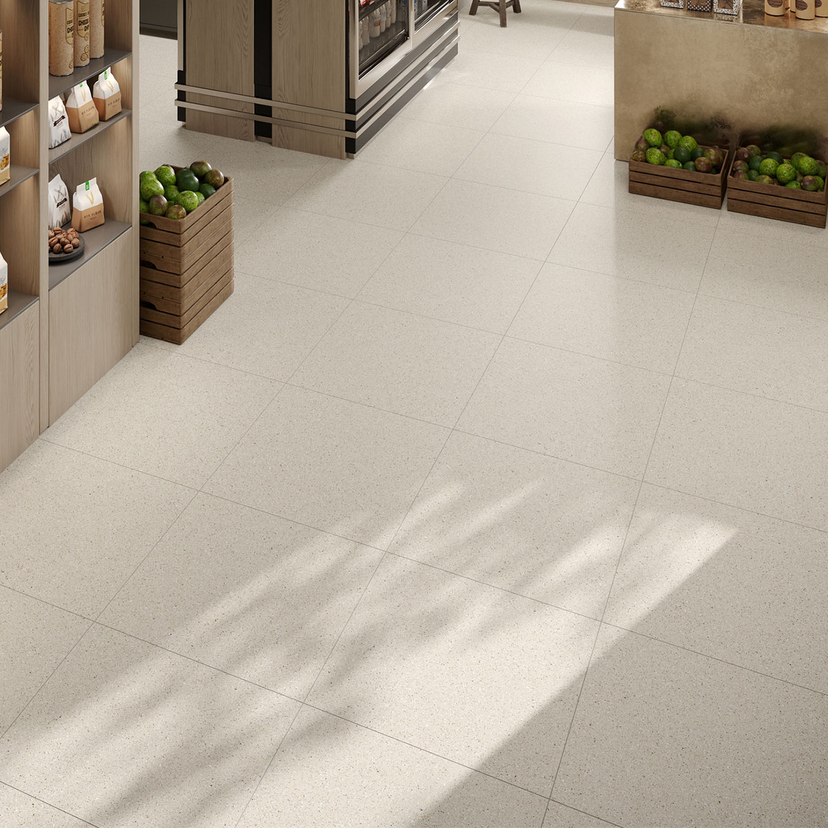 Interior with flooring Area Max Cream 60x60