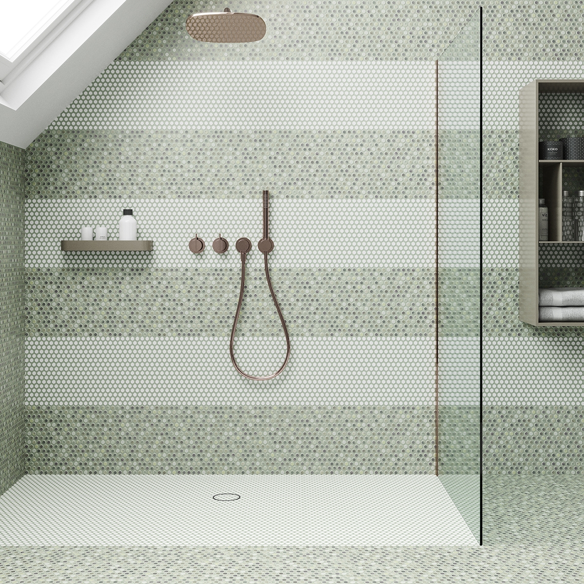 Baño con Pavimento y Revestimiento Penny Dakhla Aqua 31x31