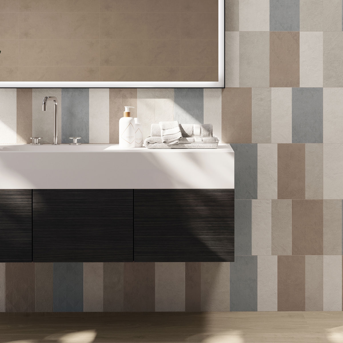 Bathroom with Arles Colore 30x90 cladding