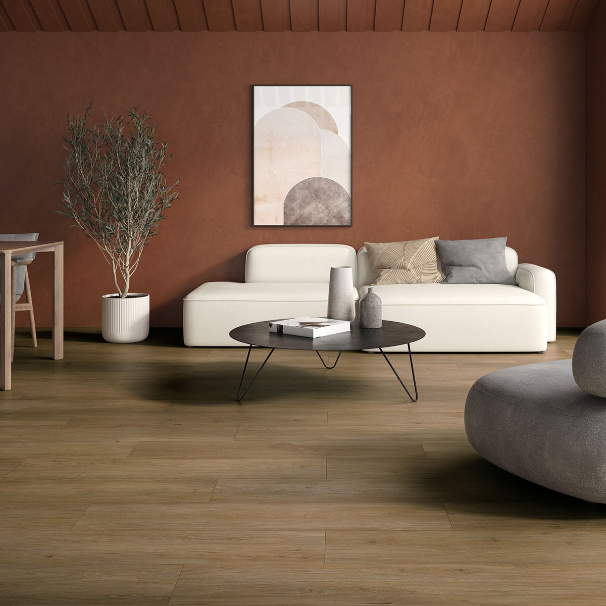 Interior com pavimento Baker Honey 23x120