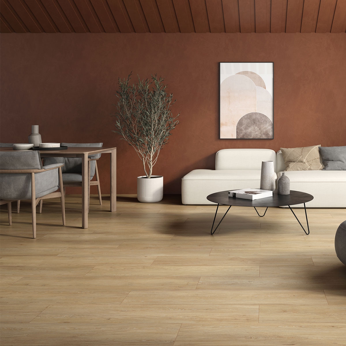 Interior com pavimento Baker Oak 23x120