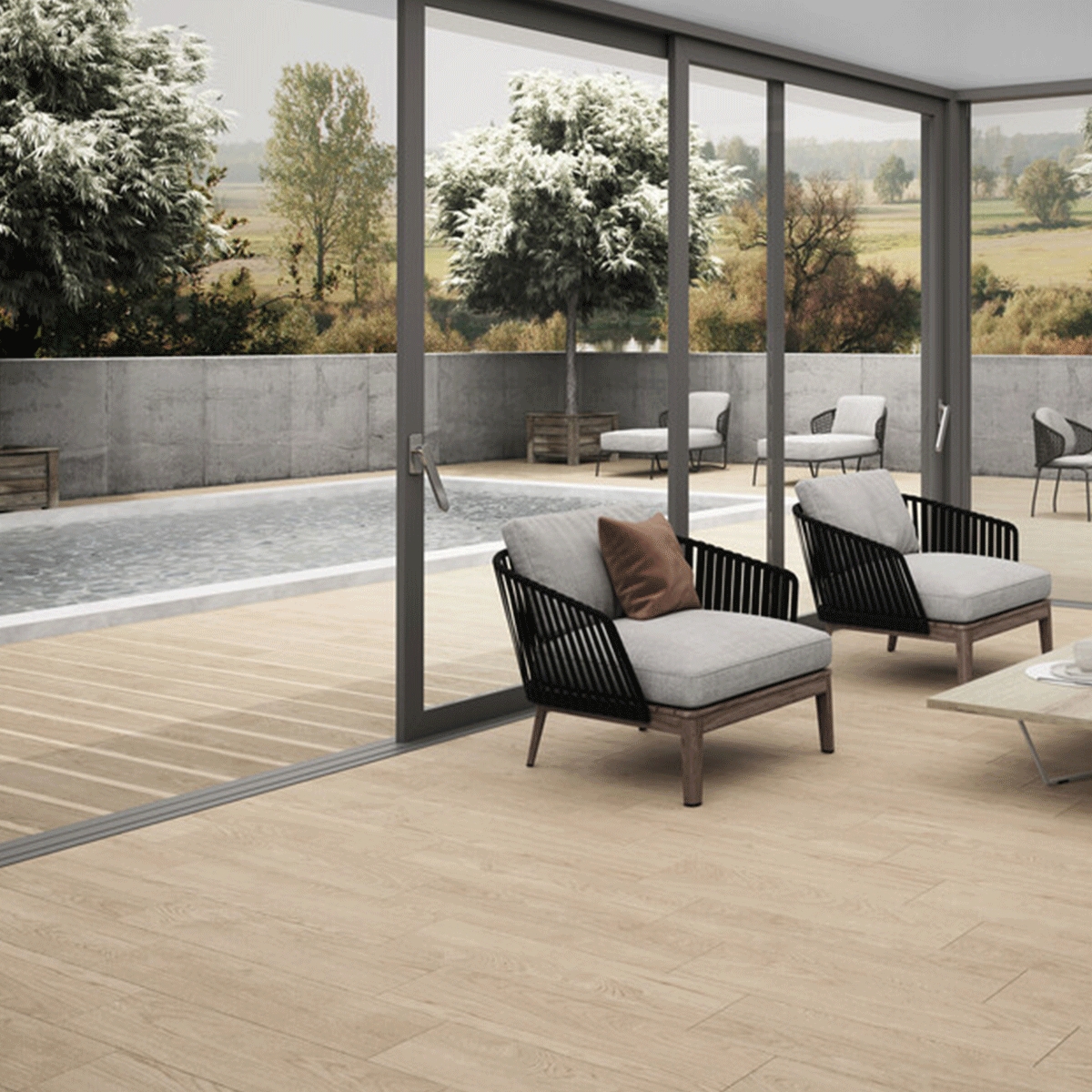 Exterior com pavimento antiderrapante Nomad Deck Honey 22,5x90