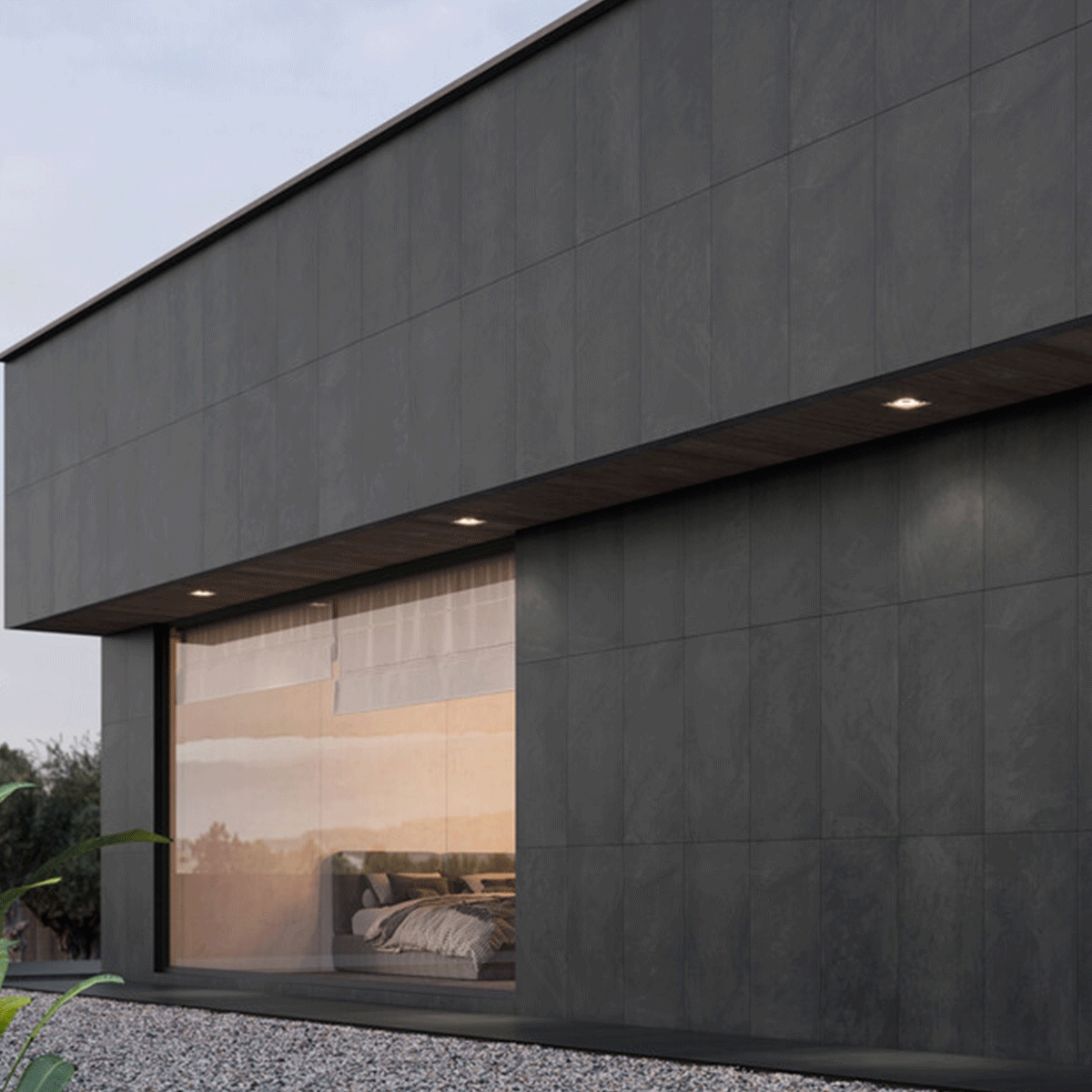 Façade avec revêtement antidérapant Riven Dark 60x120