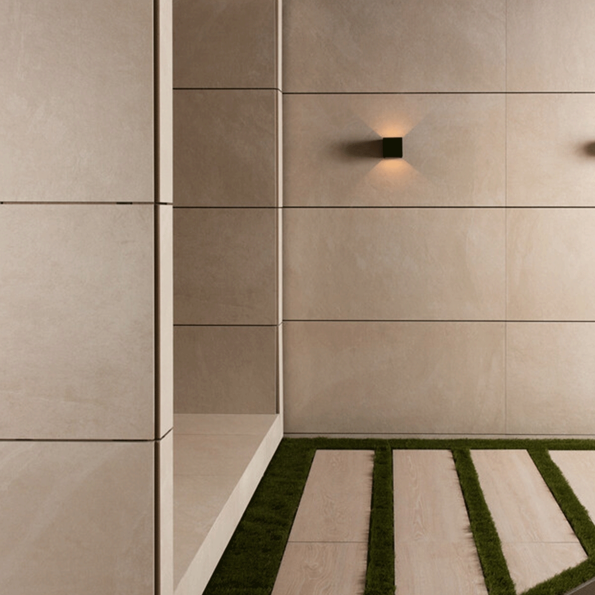 Ambiente com revestimento Riven Max Ivory 60x120