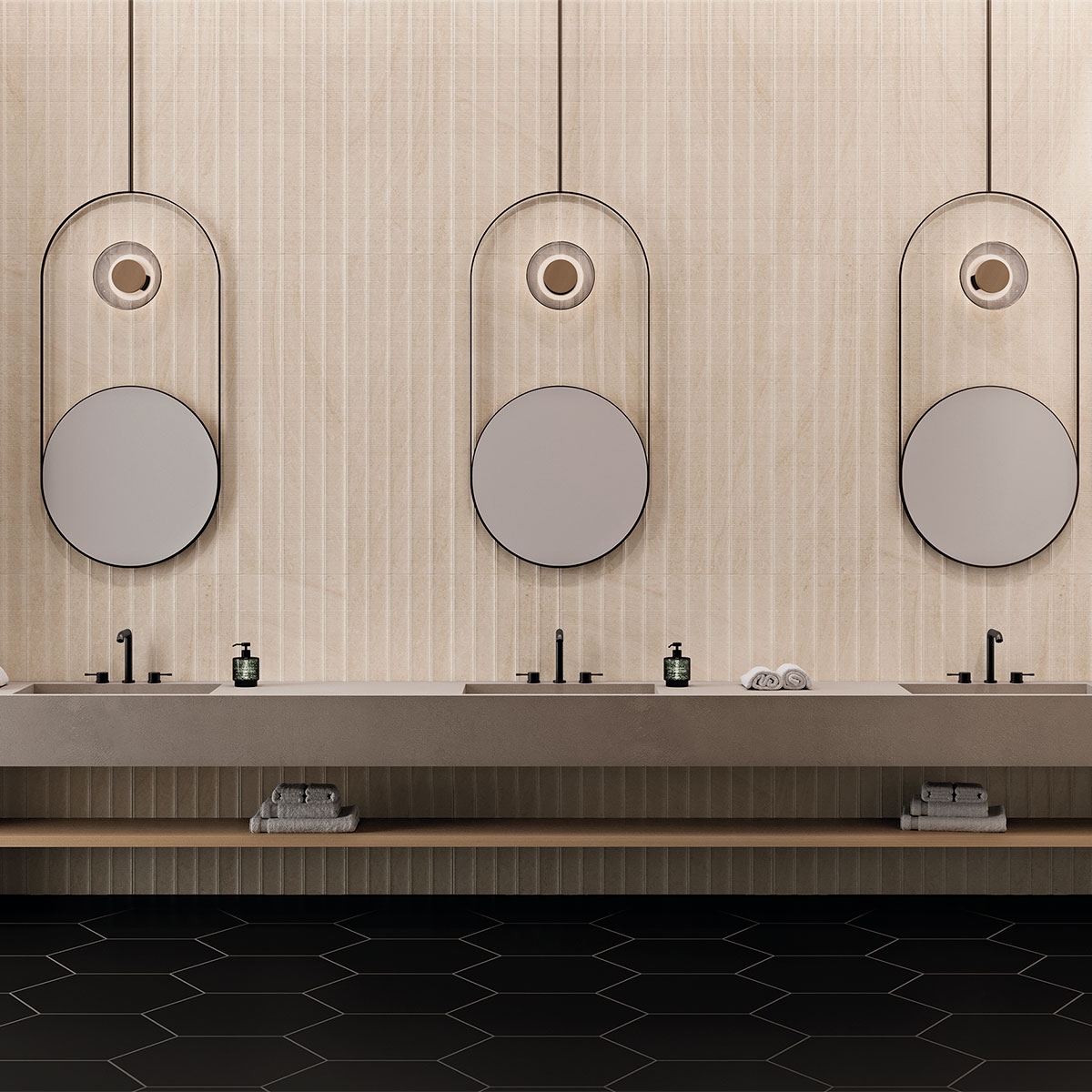 Salle de bain avec revêtement en grès shell 40x120