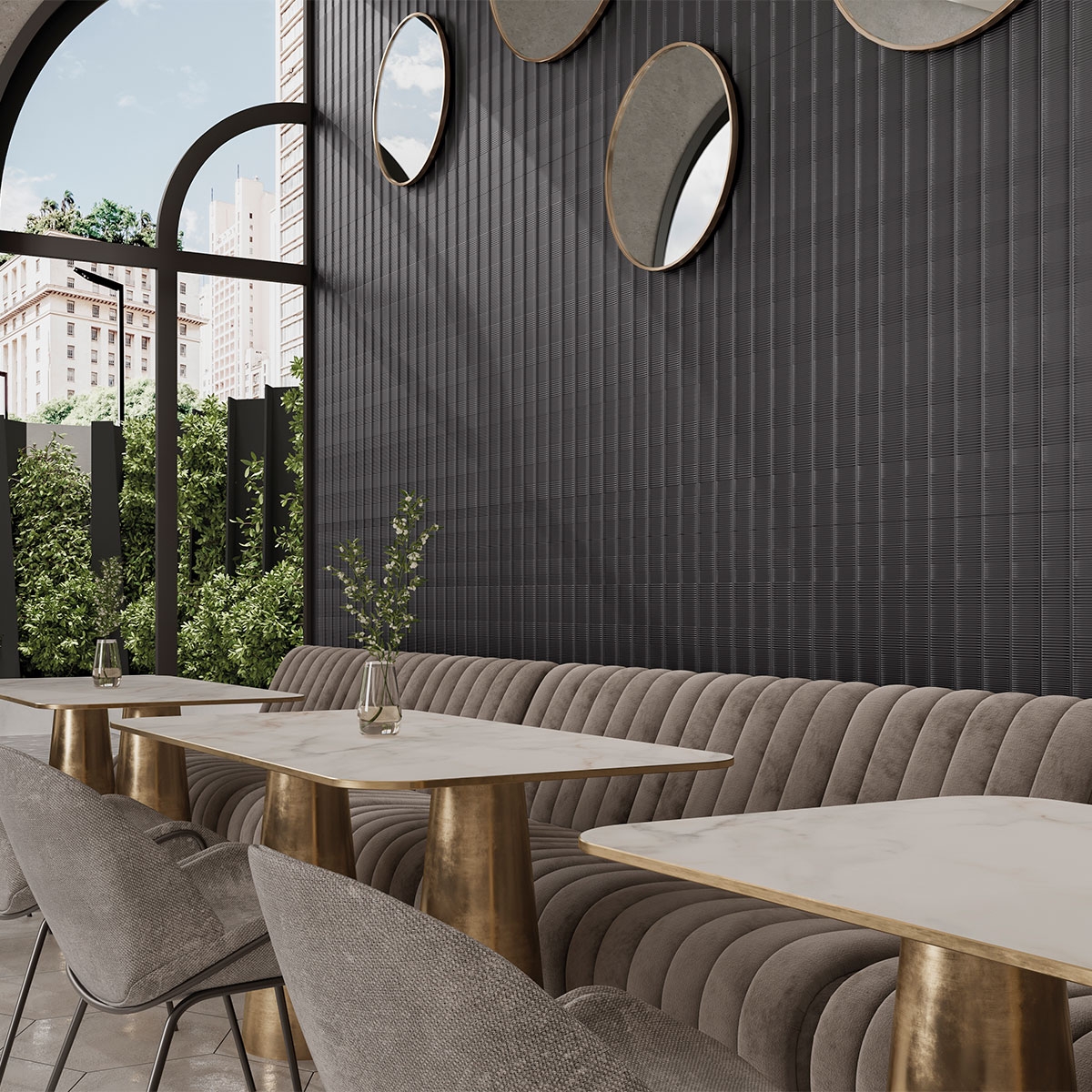 Interior con revestimiento Shell Black 40x120