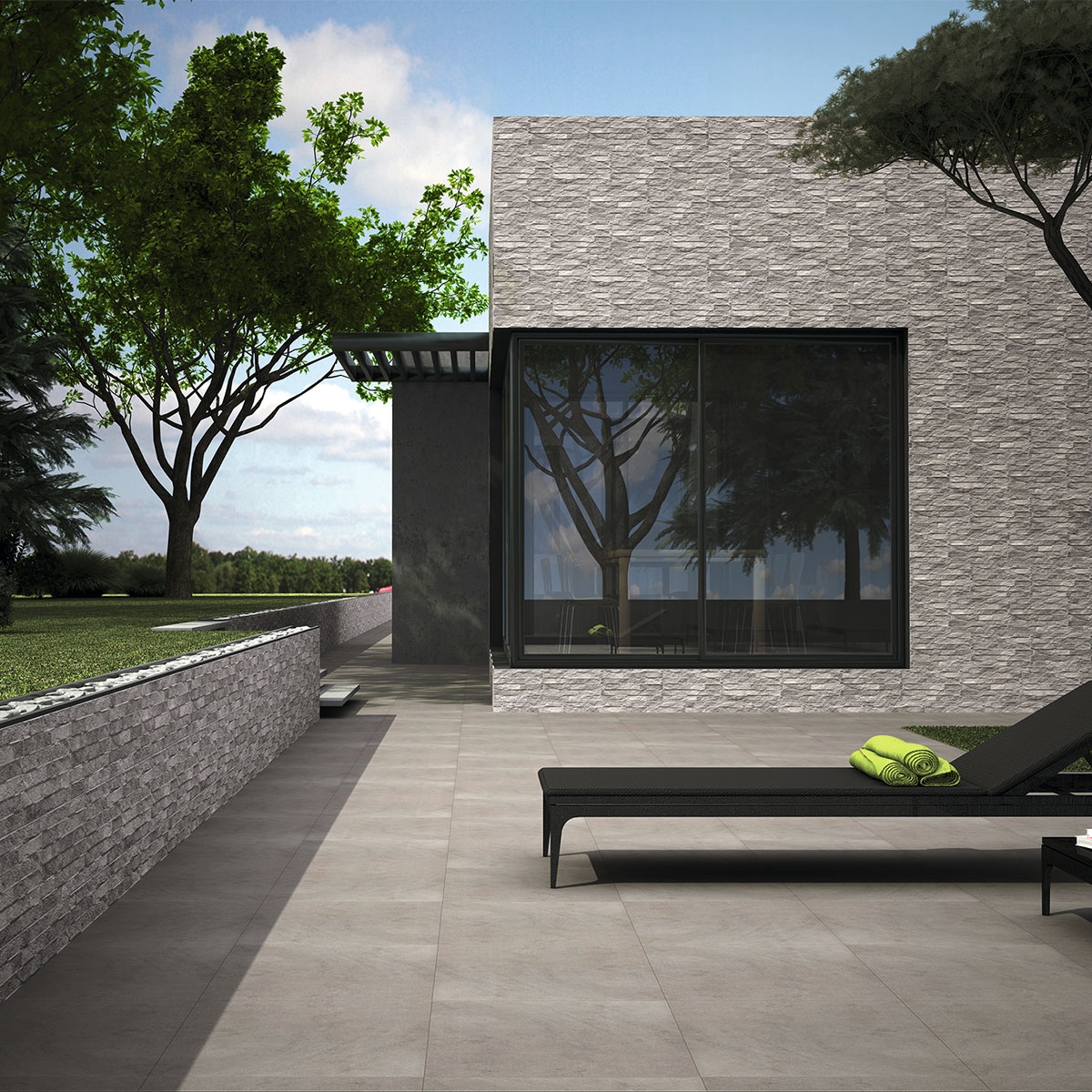 Exterior com revestimento Ribera Grey 31x56