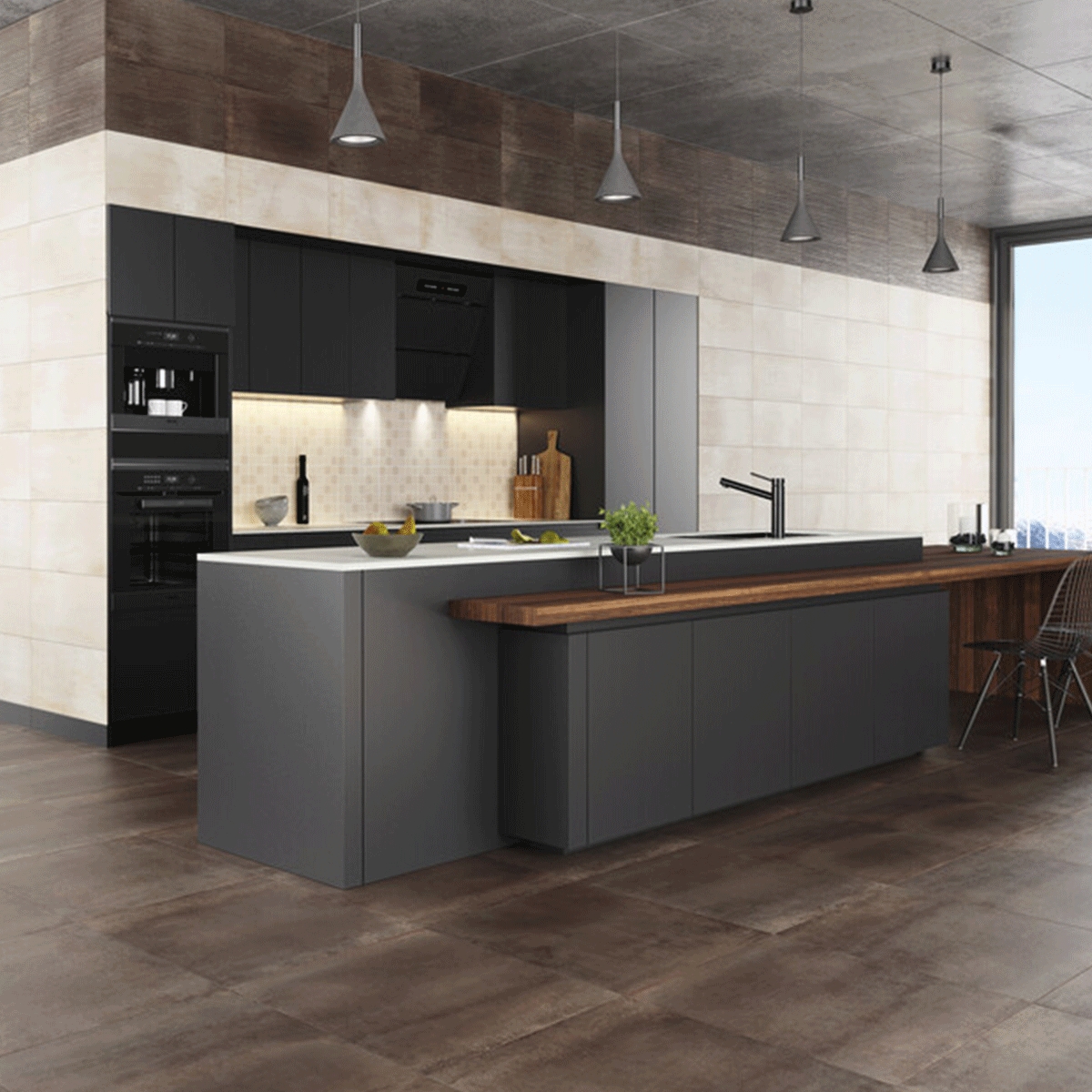 Intérieur avec revêtement Rust Copper 30x60