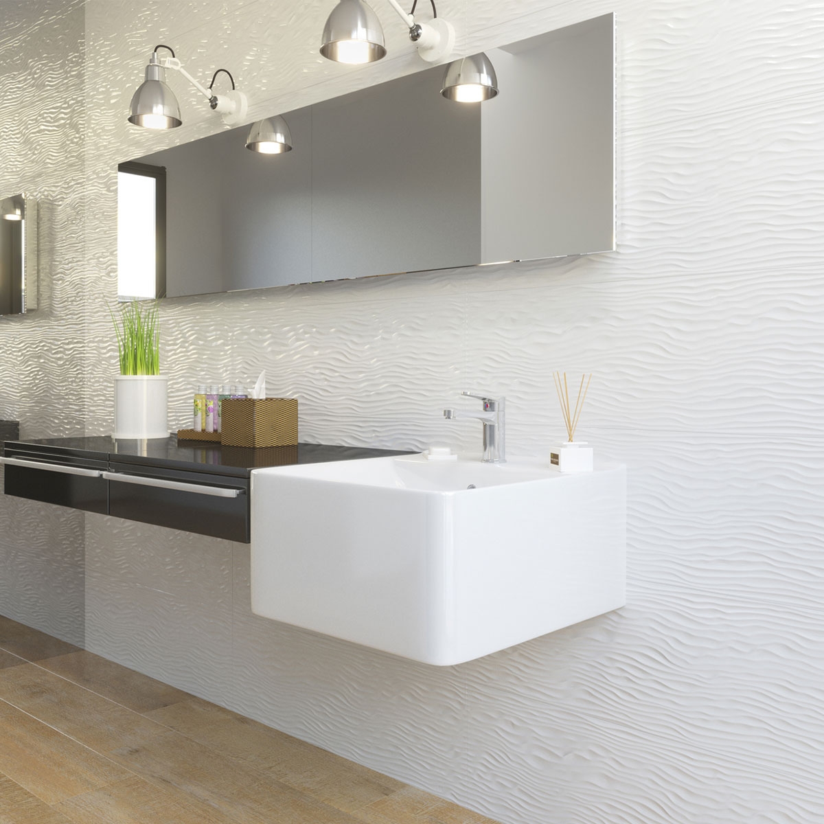 Casa de banho com White Palas White Coating 30x90