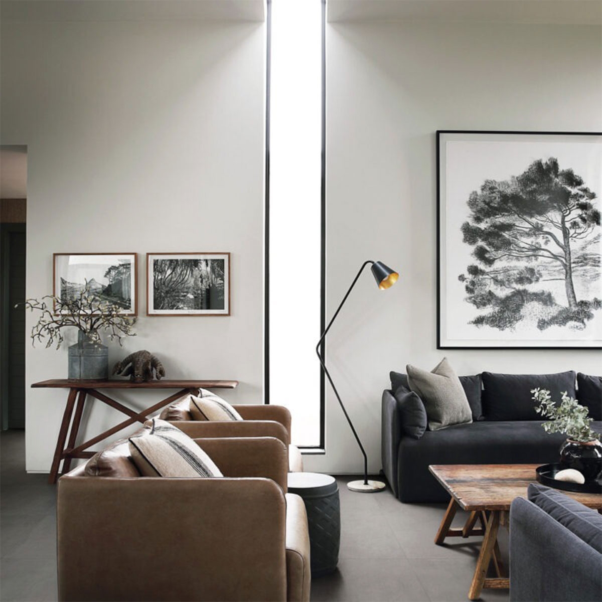 Interior com pavimento de chumbo de cimento 75x75