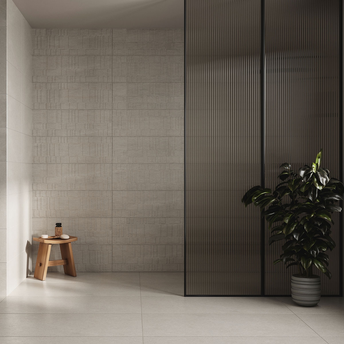 Baño con revestimiento Khala Taupe 30x90