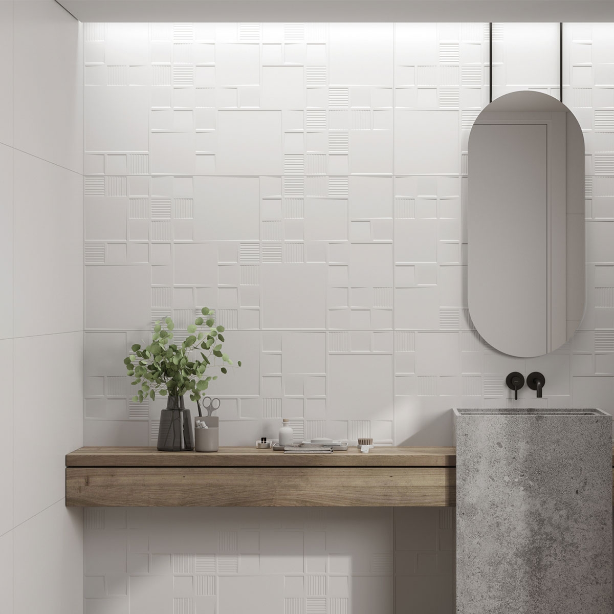 Baño con revestimiento Blancos Chip Blanco 60x120