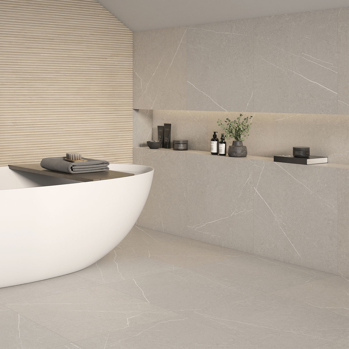 Casa de banho com pavimento Capri Cream 60x60