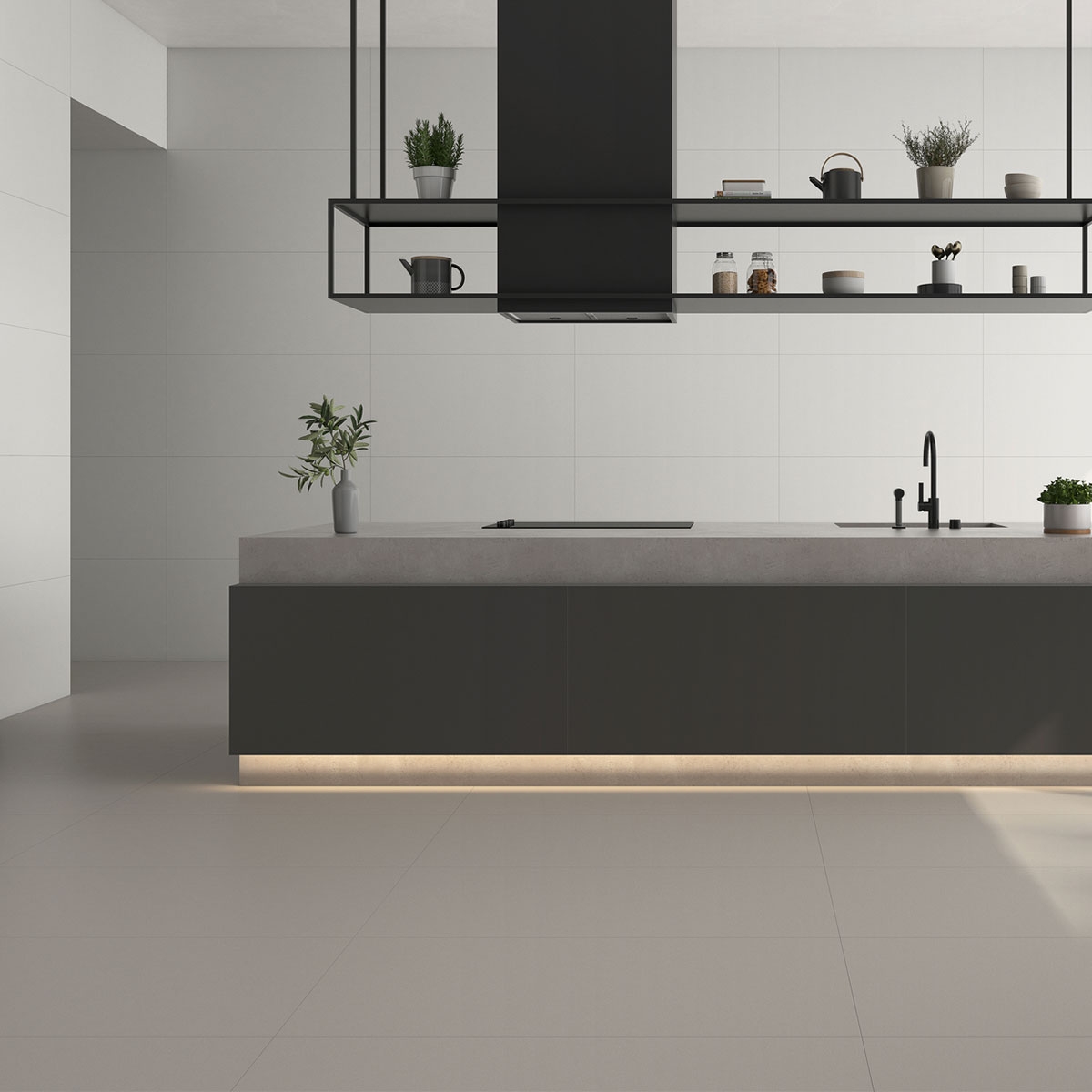 Kitchen with flooring Carpenter Taupe 60x120